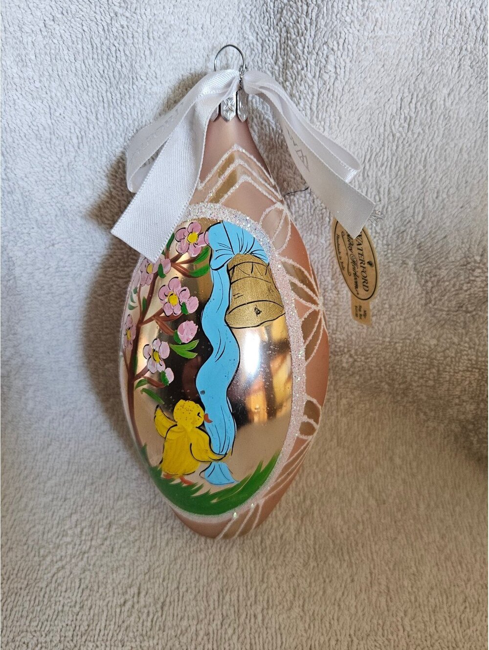 Vintage Waterford Spring Is Here Pink Easter Egg Ornament 6" Italy 118396